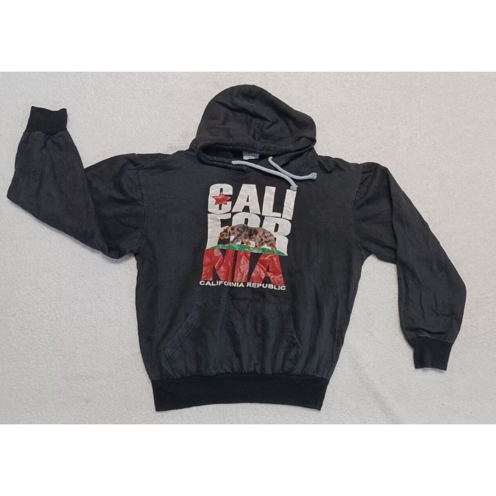 California Republic Hoodie Mens Sz M Black Cali Swag Bear By Republic Blues 